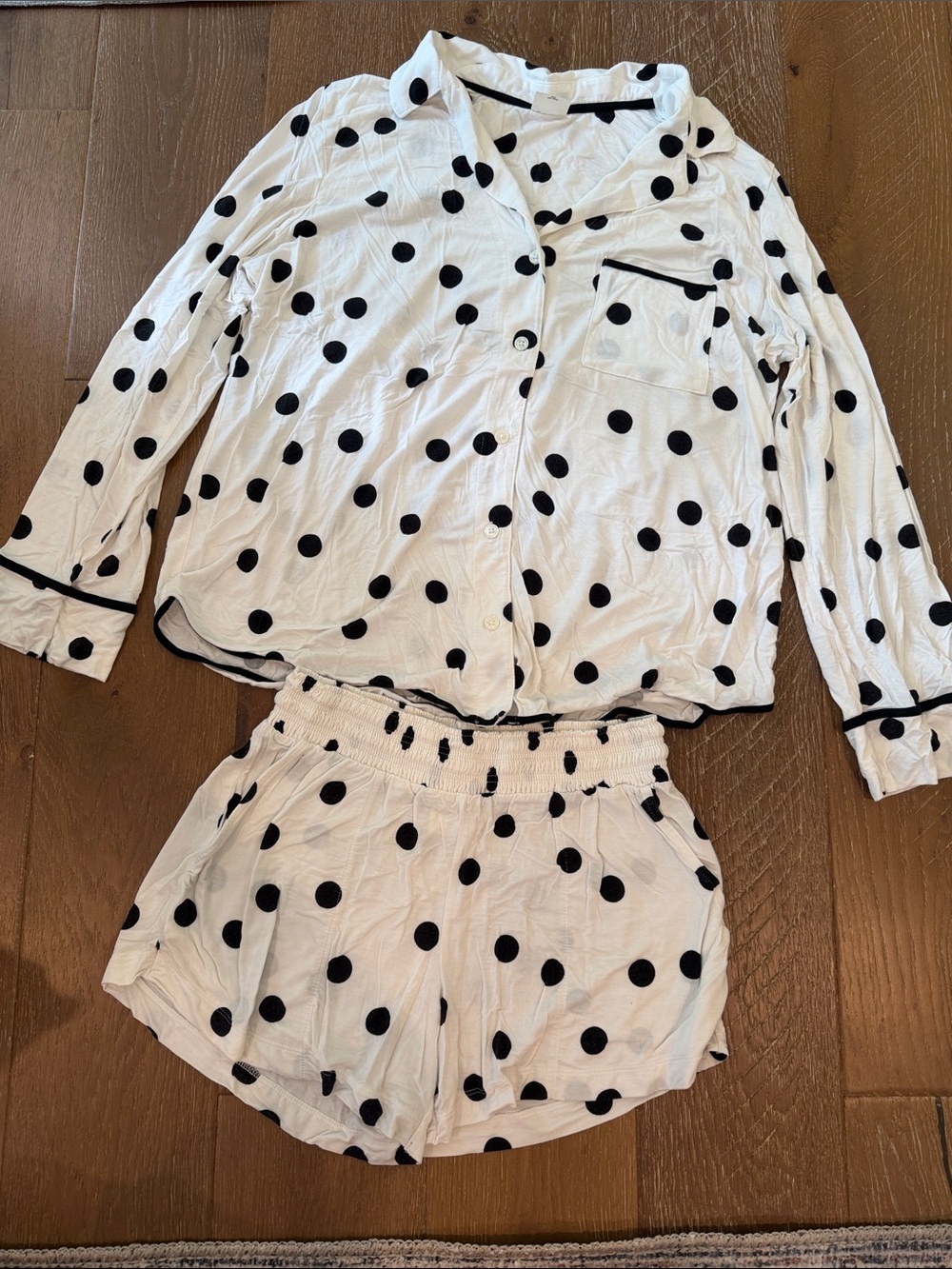 Soma and Black Polka Dot Pajama Set - Comfortable Two-Piece Sleepwear